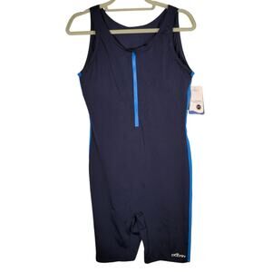 Dolfin Aquashape Aquatard Unitard Size 16 Navy Blue One Piece Swimsuit Two Tone